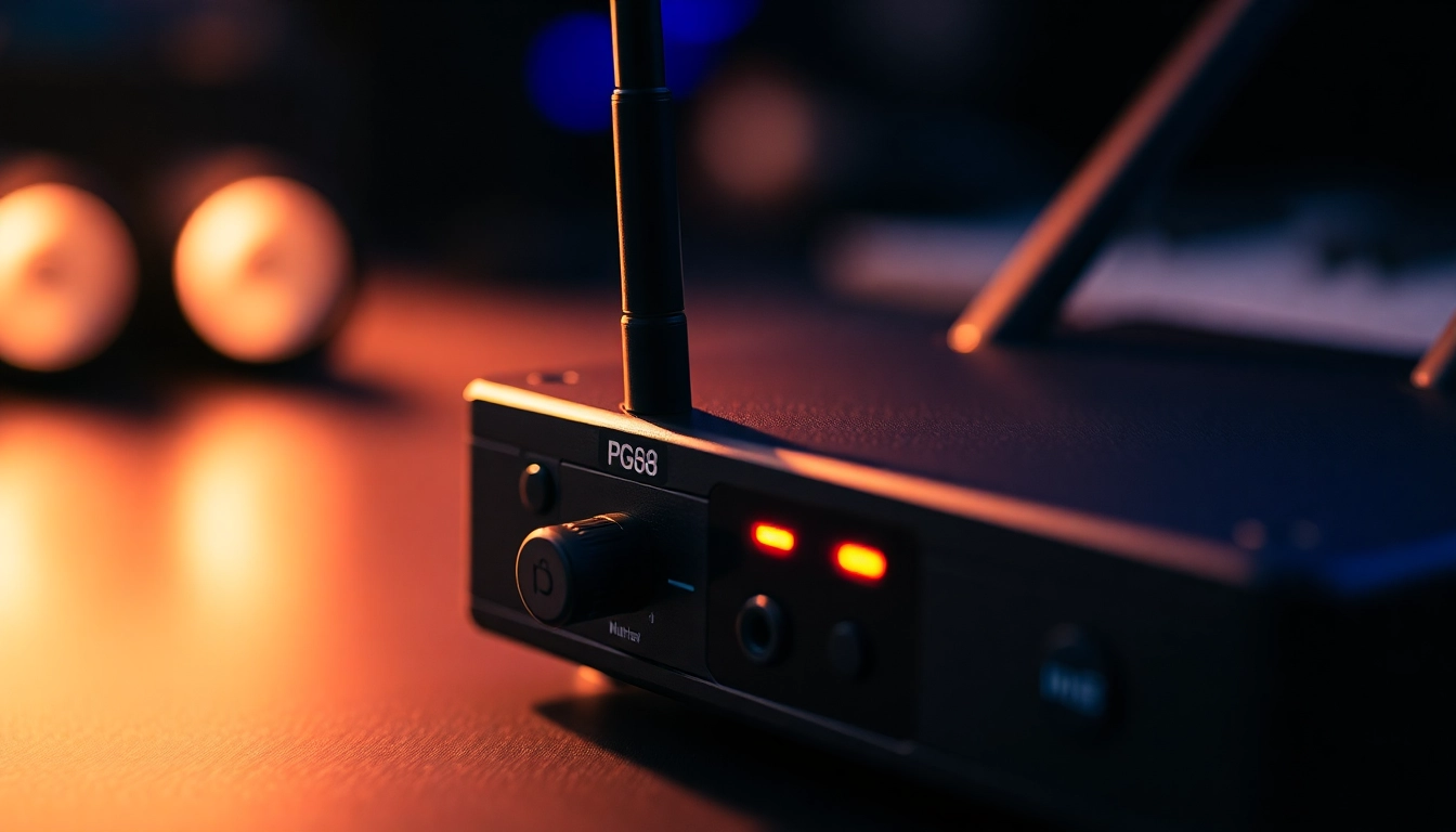High-quality PG88 wireless microphone receiver with signal indicators, modern tech design, ideal for professional audio setups, clear and detailed shot.